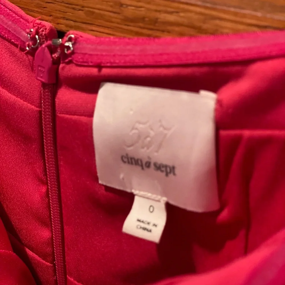 Cinq a Sept Luna dress. Strapless Gown. Hot Pink - Picture 4 of 6